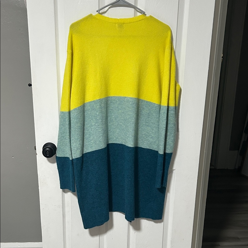 a new day Women's Striped Cardigan - Yellow, Light Blue, Teal - Picture 3 of 3